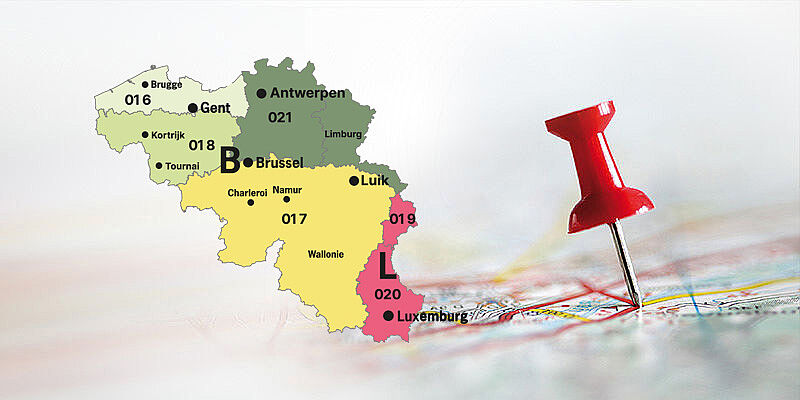 [Translate to Französisch:] [Translate to BeNeLux-fr:] Pin auf Belgienkarte